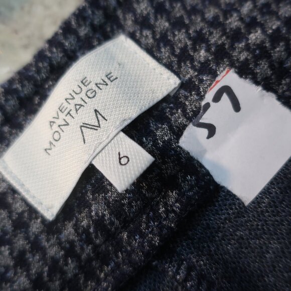 Women Avenue Montaigne Leo F1683 Navy Gray Flat Front Pull-On Flared Pants 6 - Picture 11 of 11